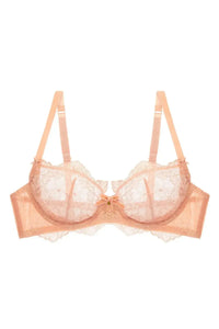 Dita Von Teese Lurex Lace Unlined Bra Vintage Peach