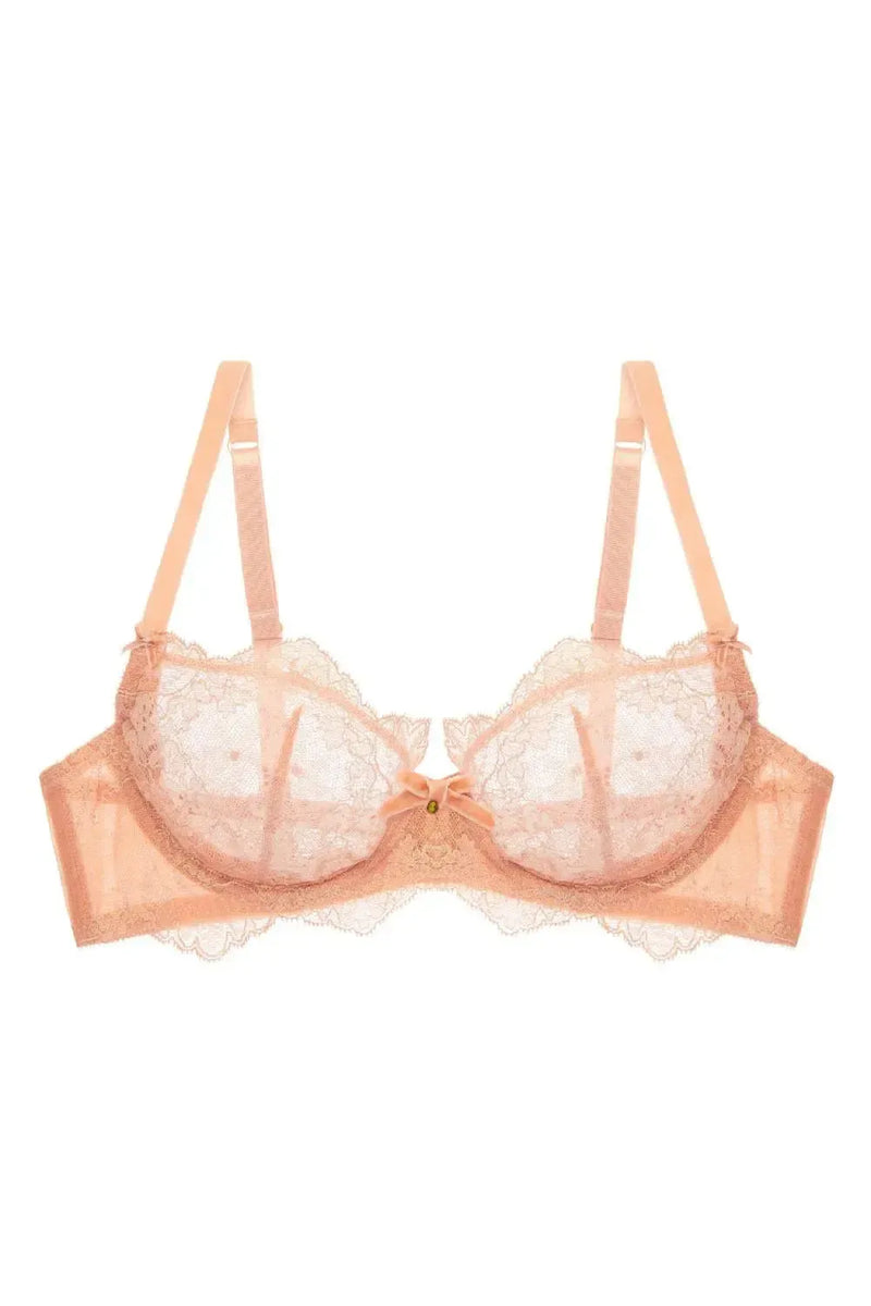 Dita Von Teese Lurex Lace Unlined Bra Vintage Peach