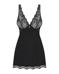 Obsessive Luvae black babydoll with lace underwire bra, pearl detail, and delicate multi-stretch materials.