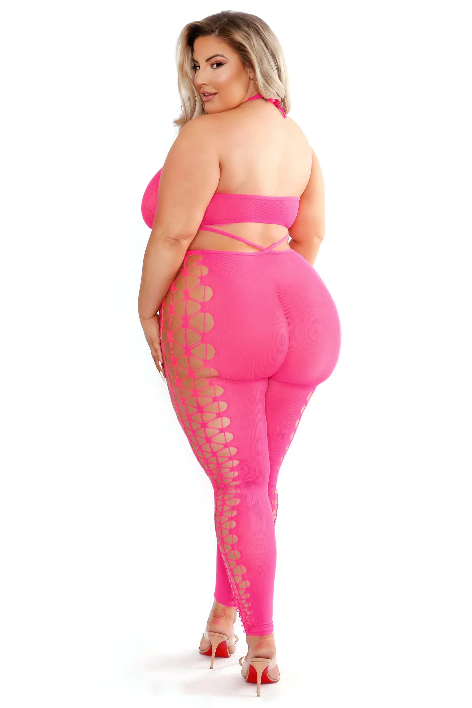 Queen Glow Black Light Own The Night Bodystocking Neon Pink