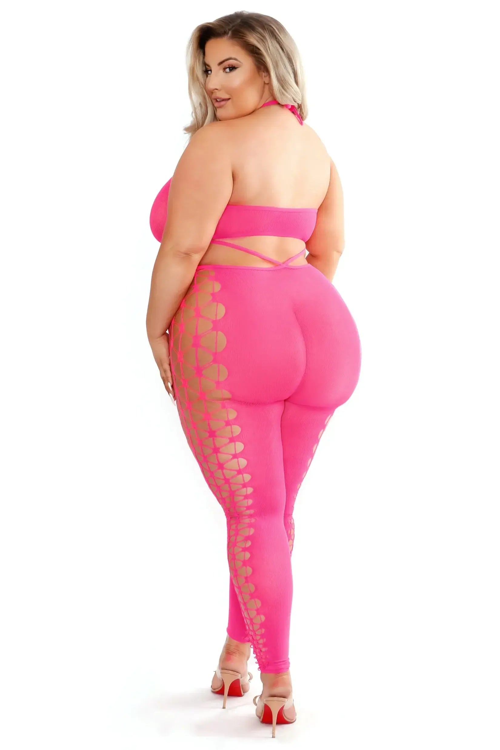 Fantasy Glow Black Light Own The Night Bodystocking Neon Pink