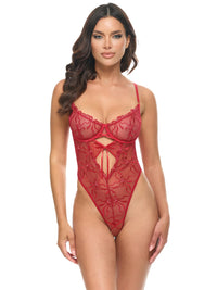 Oh la la Cheri Mariah Sheer Embroidered Teddy Red Bows