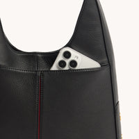 Tim Med Leather Hobo Handbag Black/Brushed Gold