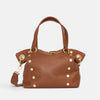Daniel Med Leather Satchel Bag Mahogany Pebble/Brushed Gold Red Zip-Rebel Romance