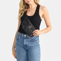 Hammitt Charles Med Leather Crossbody Bag Mulholland Collection/Gunmetal-Rebel Romance