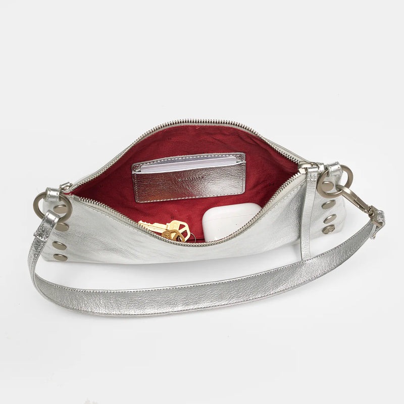 Hammitt Kyle Leather Shoulder Handbag Sidewalk Silver/Brushed Silver-Rebel Romance