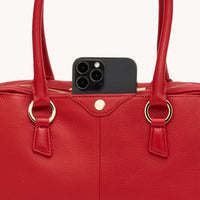 Meredith Med Leather Satchel Chili Red/Gold