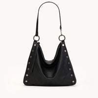 HAMMITT Kyle Lrg Leather Shoulder Handbag Black/Gunmetal