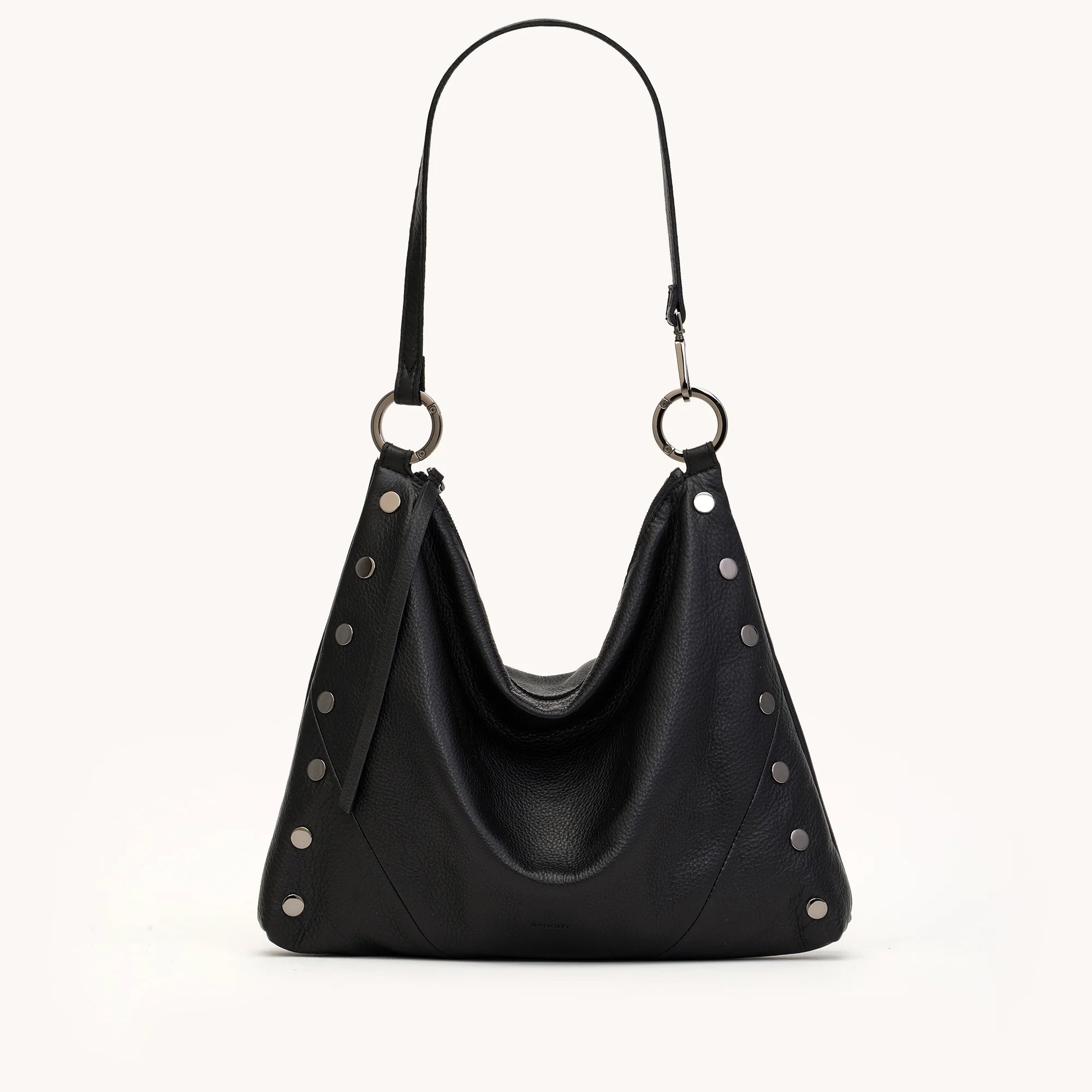 HAMMITT Kyle Lrg Leather Shoulder Handbag Black/Gunmetal