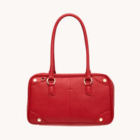 Meredith Med Leather Satchel Chili Red/Gold