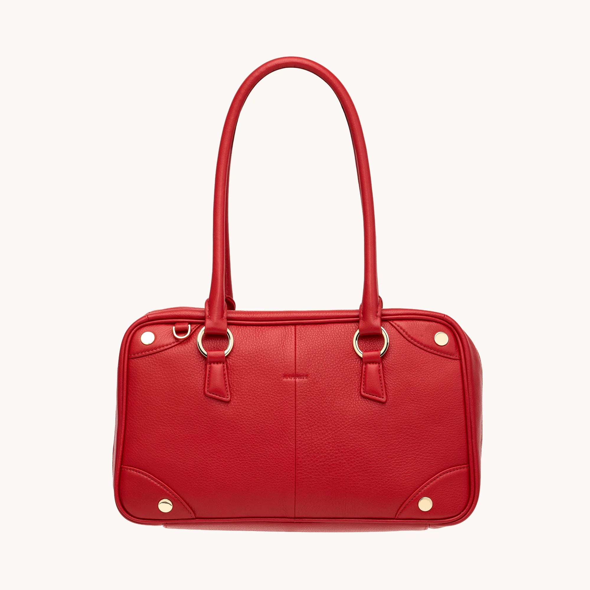 Meredith Med Leather Satchel Chili Red/Gold