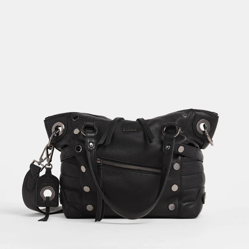 Hammitt Daniel Med Leather Tote Bag Mulholland Collection/Gunmetal-Rebel Romance