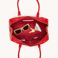 Meredith Med Leather Satchel Chili Red/Gold