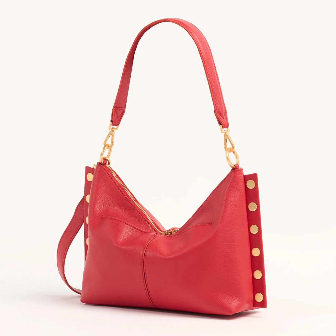 Hammitt Mr. G Med Leather Shoulder Bag Poppy Red/Brushed Gold-Rebel Romance