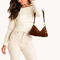 HAMMITT Kyle Sml Chocolate Diamond Suede/Antique Gold