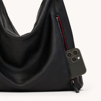 HAMMITT Kyle Lrg Leather Shoulder Handbag Black/Gunmetal