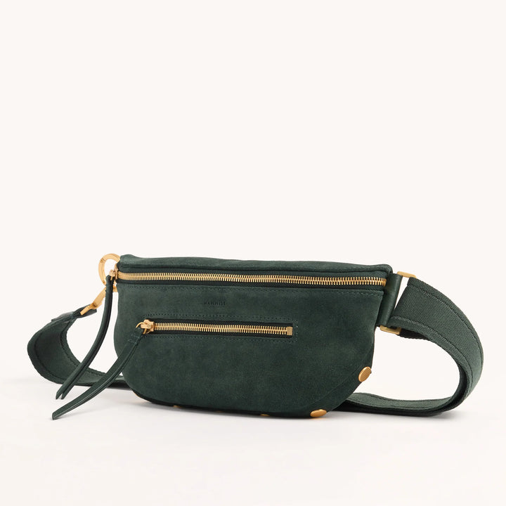 Hammitt Charles Med Leather Crossbody Bag Green Room Suede/Brushed Gold