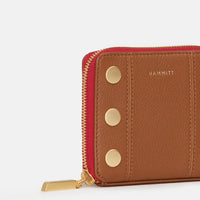 5 North Wallet Mahogany Pebble/Brushed Gold Red Zip-Rebel Romance