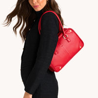 Meredith Med Leather Satchel Chili Red/Gold