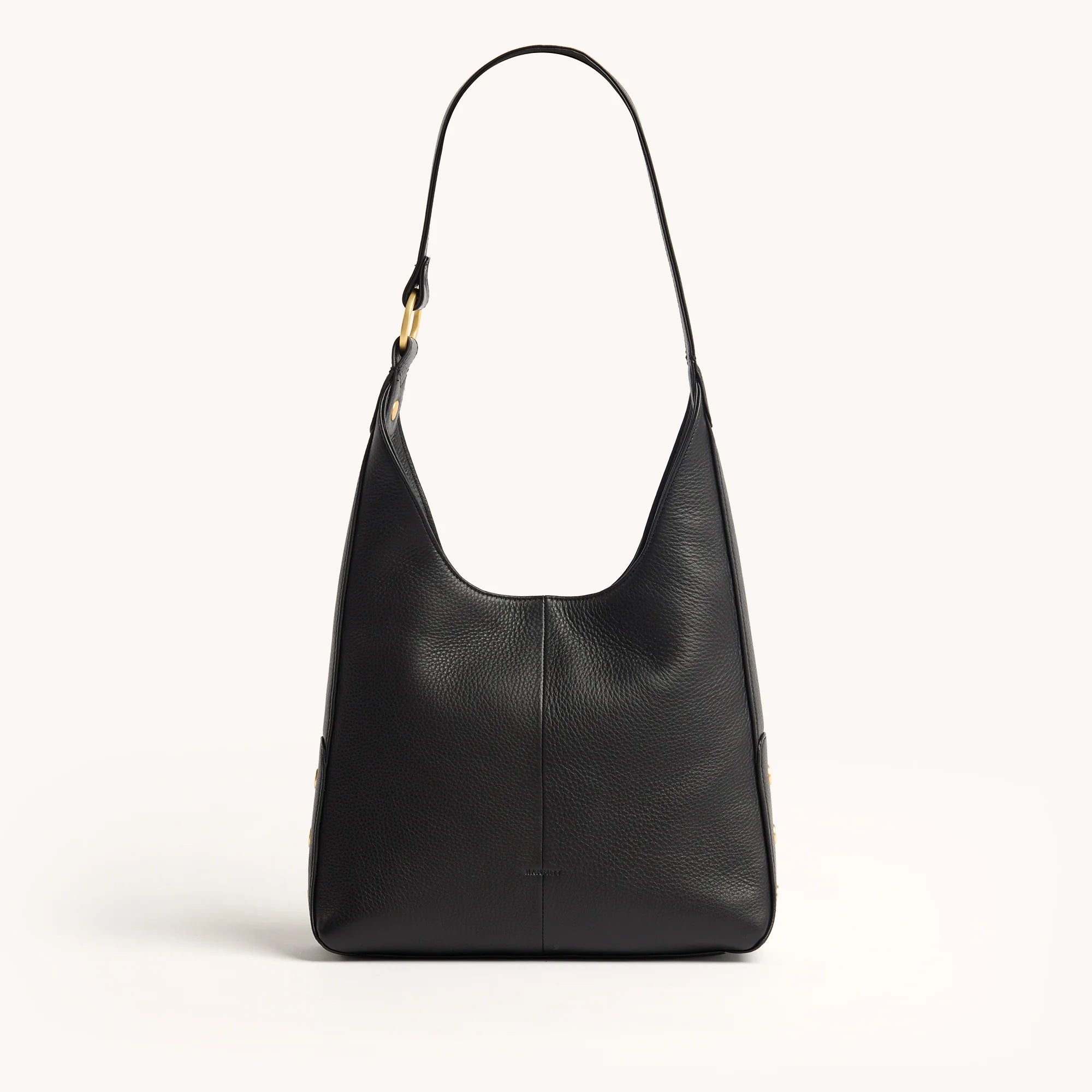 Tim Med Leather Hobo Handbag Black/Brushed Gold