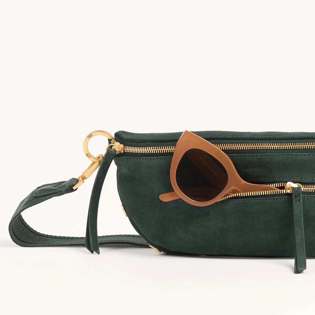 Hammitt Charles Med Leather Crossbody Bag Green Room Suede/Brushed Gold