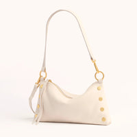 Hammitt Kyle Leather Shoulder Handbag Calla Lily White/Brushed Gold-Rebel Romance