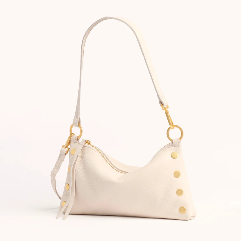 Hammitt Kyle Leather Shoulder Handbag Calla Lily White/Brushed Gold-Rebel Romance