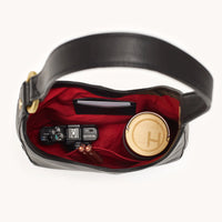 Tim Med Leather Hobo Handbag Black/Brushed Gold