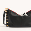 Hammitt Mr. G Med Leather Shoulder Bag Black/Brushed Gold Red Zip-Rebel Romance