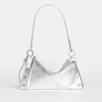 Hammitt Kyle Leather Shoulder Handbag Sidewalk Silver/Brushed Silver-Rebel Romance