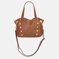 Daniel Med Leather Satchel Bag Mahogany Pebble/Brushed Gold Red Zip-Rebel Romance