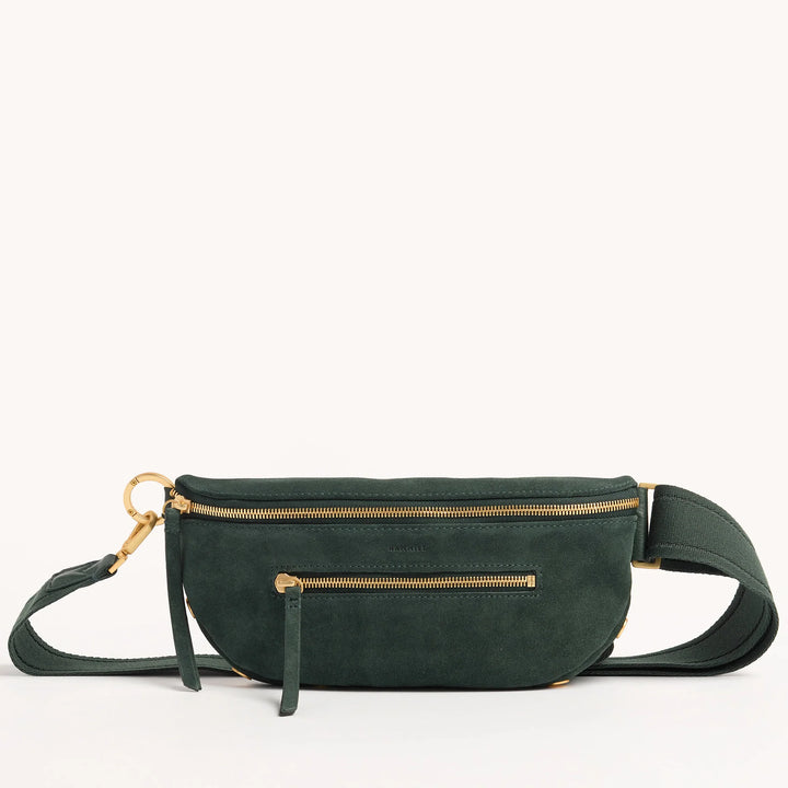 Hammitt Charles Med Leather Crossbody Bag Green Room Suede/Brushed Gold