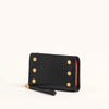 Hammitt Bryant Wallet Leather Wristlet Black/Brushed Gold Red Zip-Rebel Romance