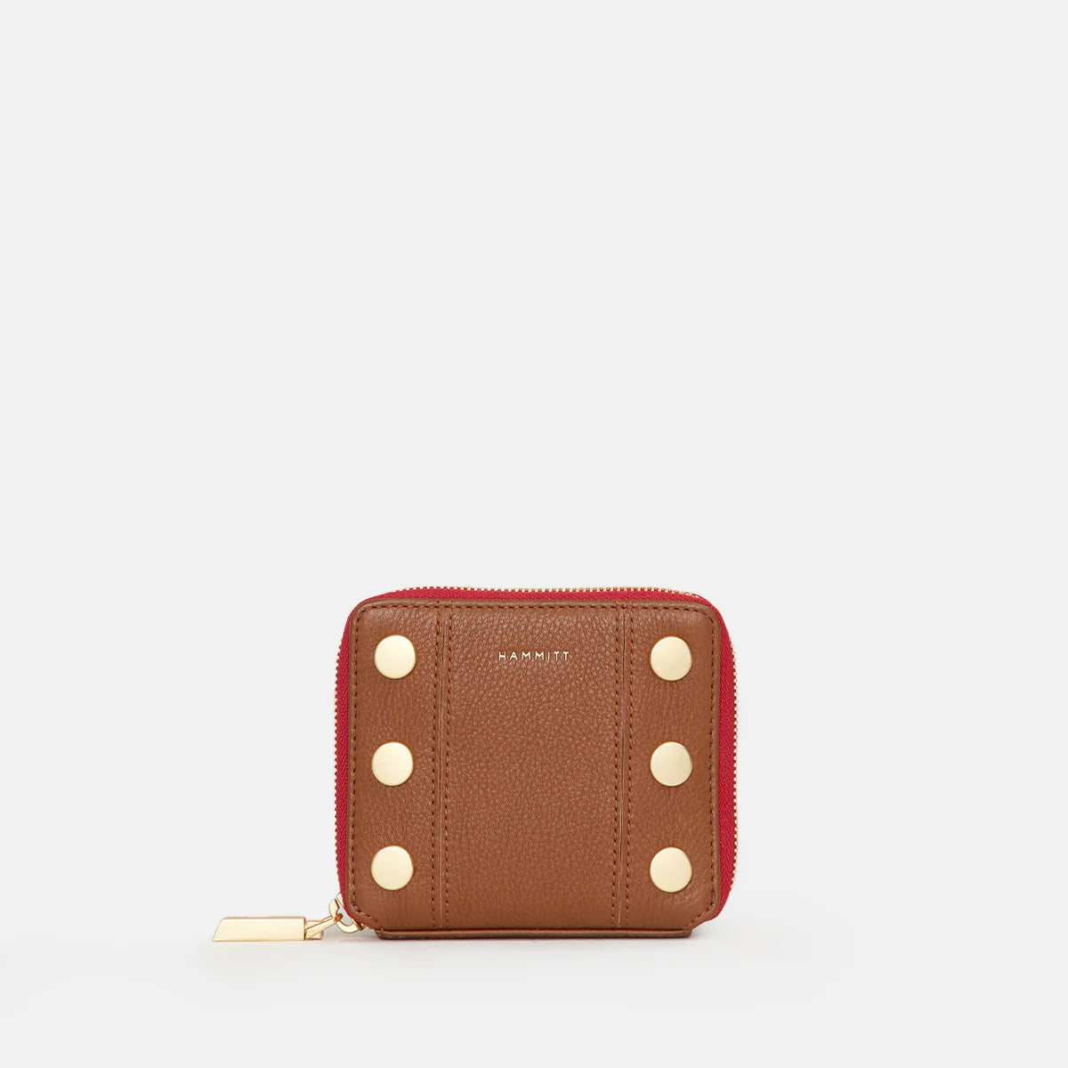 5 North Wallet Mahogany Pebble/Brushed Gold Red Zip-Rebel Romance