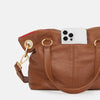 Daniel Med Leather Satchel Bag Mahogany Pebble/Brushed Gold Red Zip-Rebel Romance