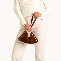 HAMMITT Kyle Sml Chocolate Diamond Suede/Antique Gold