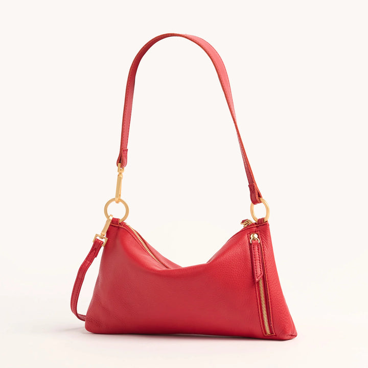 Hammitt Kyle Leather Shoulder Handbag Poppy Red/Brushed Gold