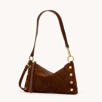 HAMMITT Kyle Sml Chocolate Diamond Suede/Antique Gold