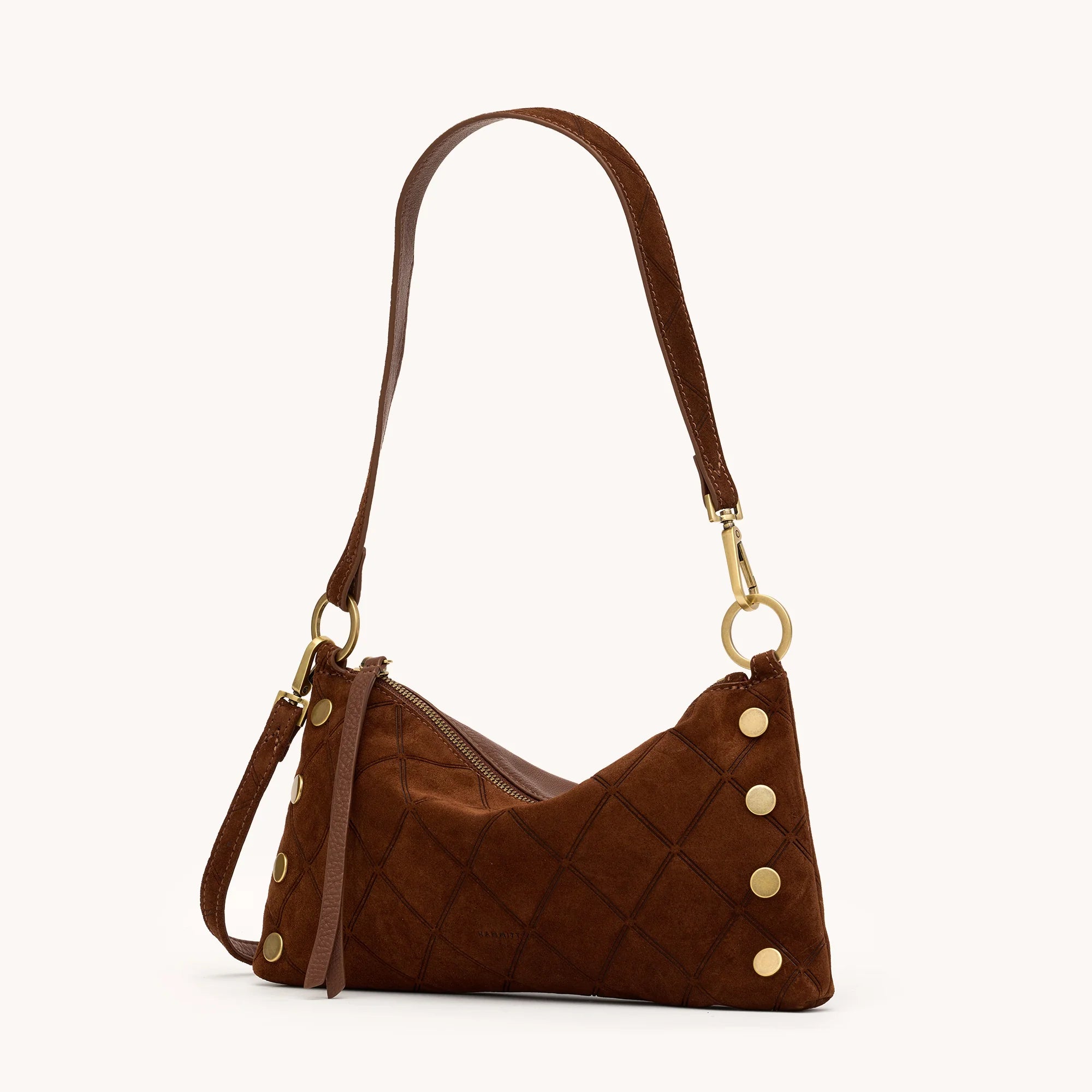 HAMMITT Kyle Sml Chocolate Diamond Suede/Antique Gold