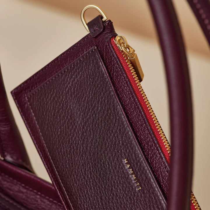 Allen Leather Wallet Cabernet/Brushed Gold