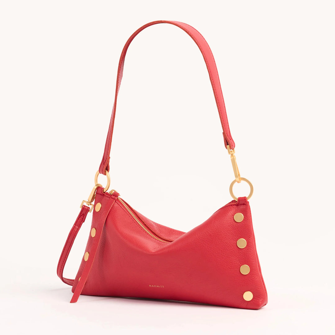 Hammitt Kyle Leather Shoulder Handbag Poppy Red/Brushed Gold