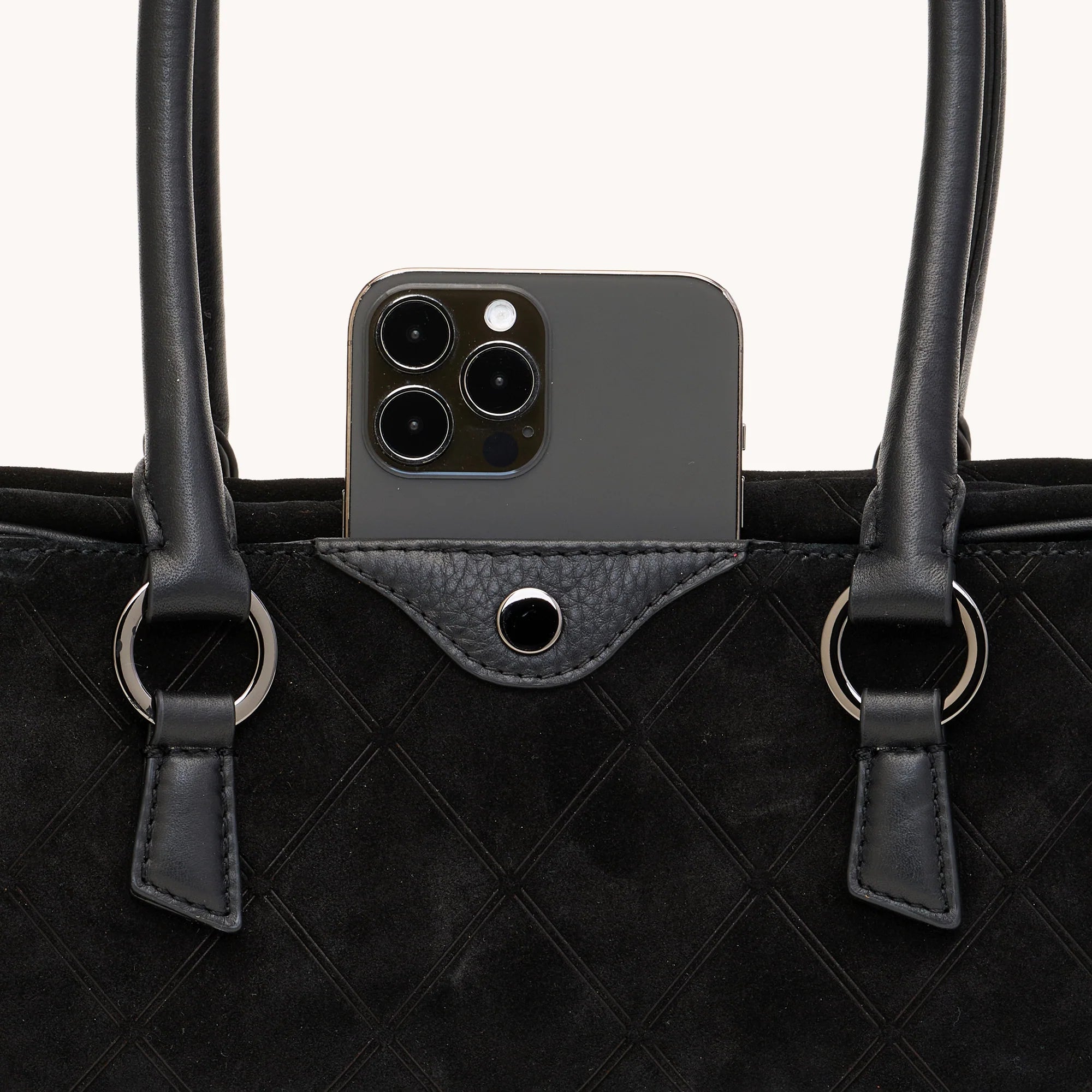 HAMMITT Meredith Sml Noir Diamond Suede/Gunmetal