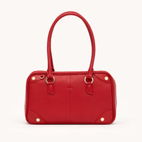 Meredith Med Leather Satchel Chili Red/Gold
