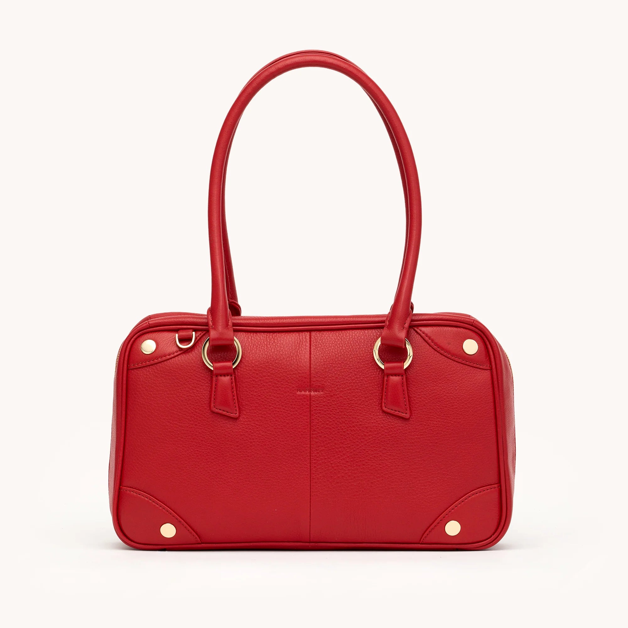 Meredith Med Leather Satchel Chili Red/Gold