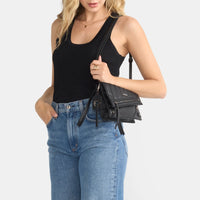 Hammitt Curtis Leather Shoulder Bag Mulholland Collection/Gunmetal-Rebel Romance