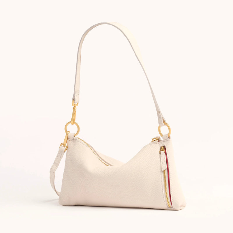 Hammitt Kyle Leather Shoulder Handbag Calla Lily White/Brushed Gold-Rebel Romance