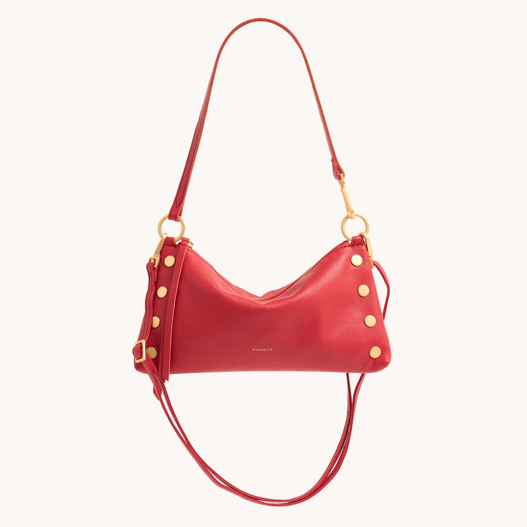 Hammitt Kyle Leather Shoulder Handbag Poppy Red/Brushed Gold