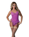 Magic Silk Butterfly Fantasies Gathered Corset Cheeky Set Neon Purple
