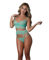 Magic Silk Caribbean Crush Demi Long Line Bra Set Aqua Blue Eyelash Lace