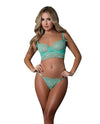 Magic Silk Caribbean Crush Demi Long Line Bra Set Aqua Blue Eyelash Lace